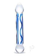 Glas Full Tip Glass Textured Dildo 6.5in - Clear/blue