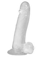 Crystal Addiction Dildo With Balls 8in - Clear